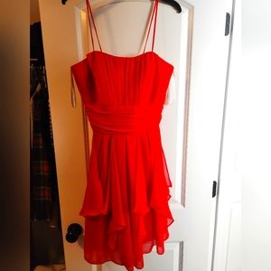 Strapless chiffon dress with layered skirt